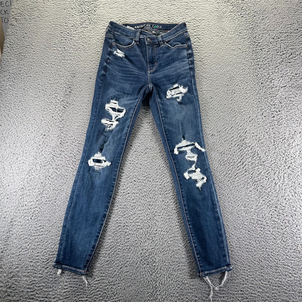 American Eagle Outfitters Next Level Jeans Women 0 Blue Denim Skinny Distressed